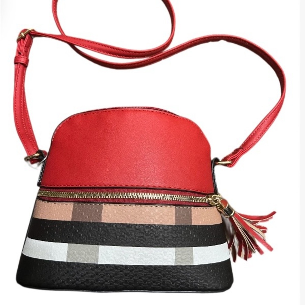 Stylish Red and Black Crossbody Bag NWOT